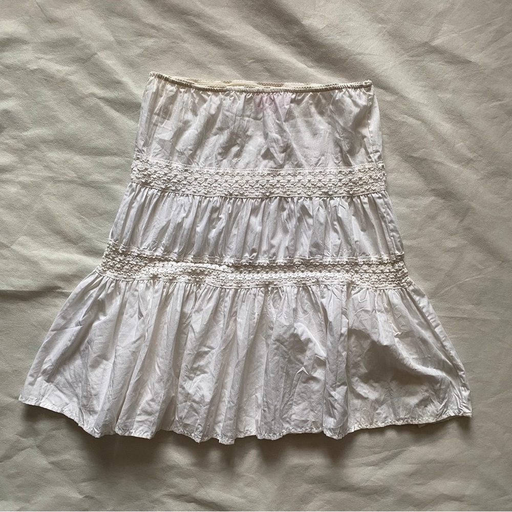White Lace Trimmed Skirt